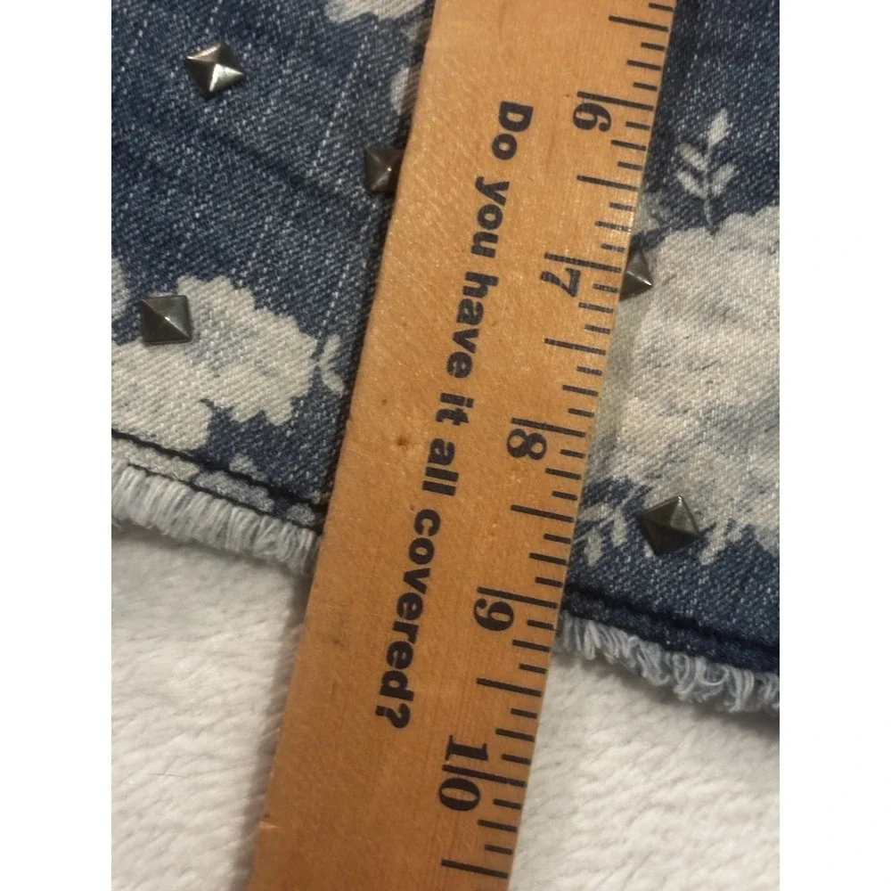 Mudd Shorts Womens 15 Floral Flowers Low Rise Denim Cut Off Boho Frayed Blue‎